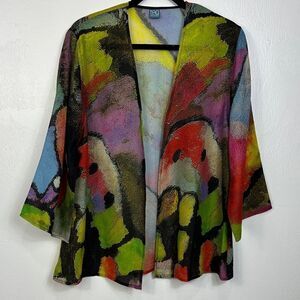 TAO House Wearable Art Wool Open Front Cardigan Kimono Size S/M